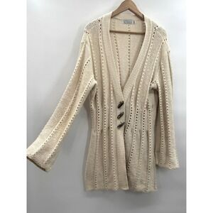 VTG Y2K Willow XL Chunky Knit Cardigan Horn Toggle Indie Boho Layers Cottagecore